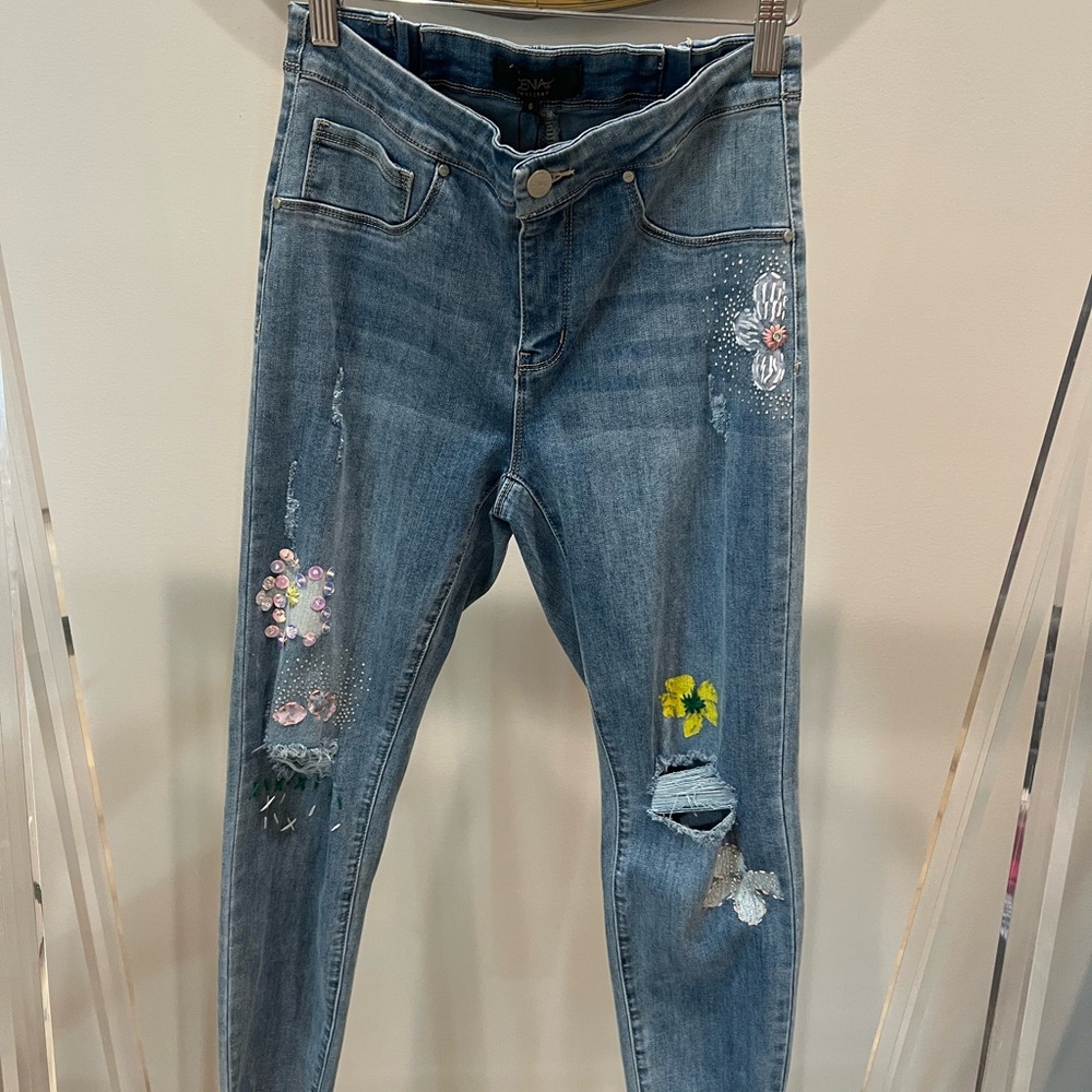 Trendy Embellished Denim Jeans